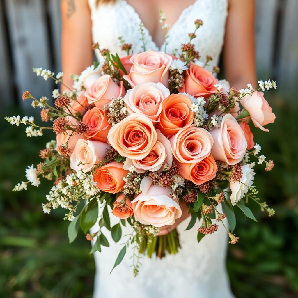Peach & coral boho bouquet
