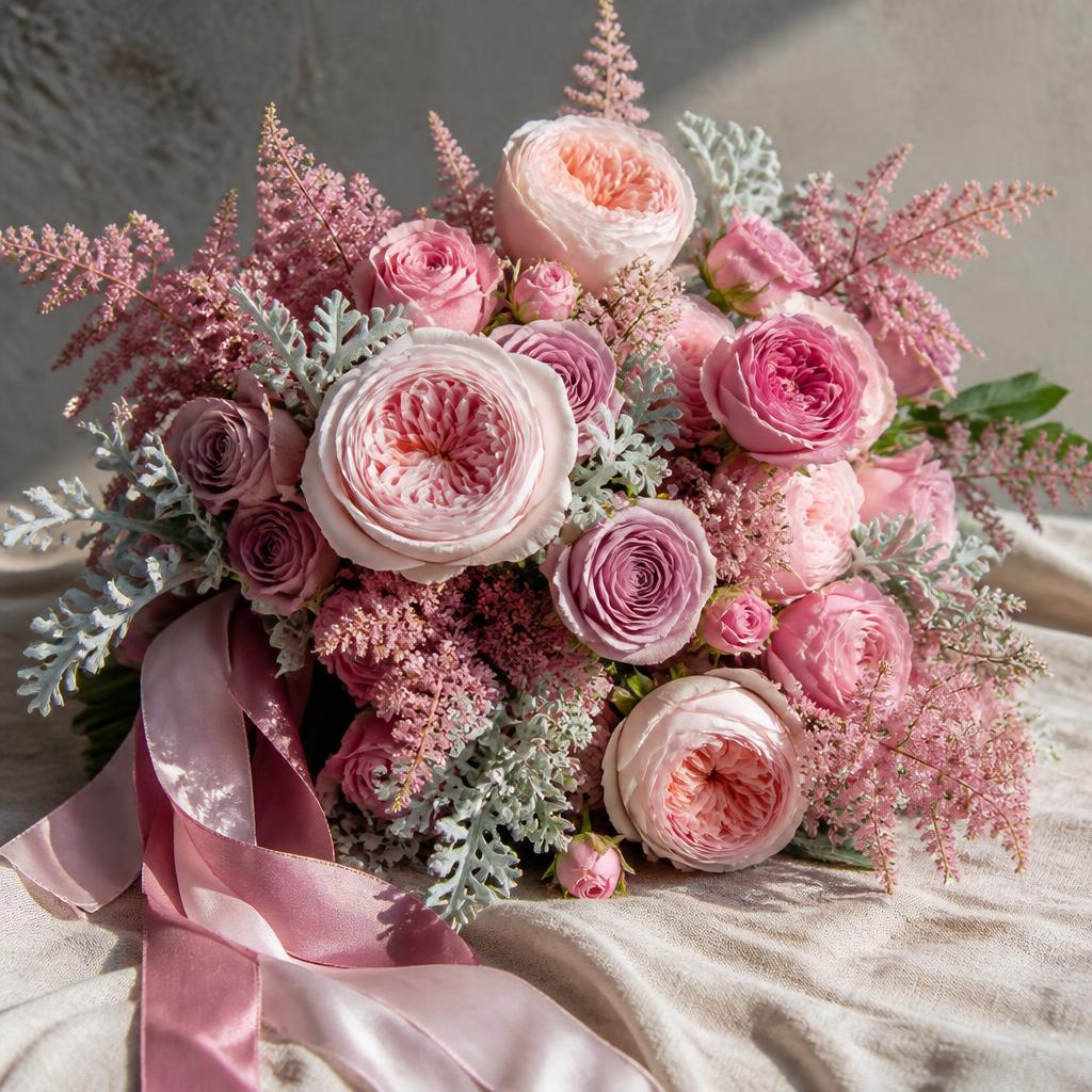 Romantic pink garden roses
